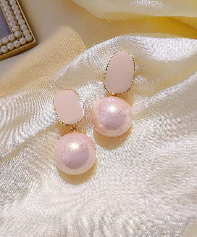 DIY Light Pink Sterling Silver Alloy Pearl Drop Earrings GH1079 Ada Fashion