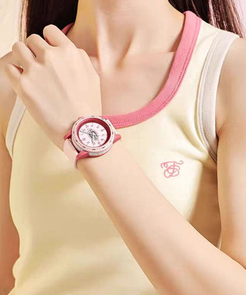 Pink DIY Quartz Watches Silicone Rubber Movement FashionChic