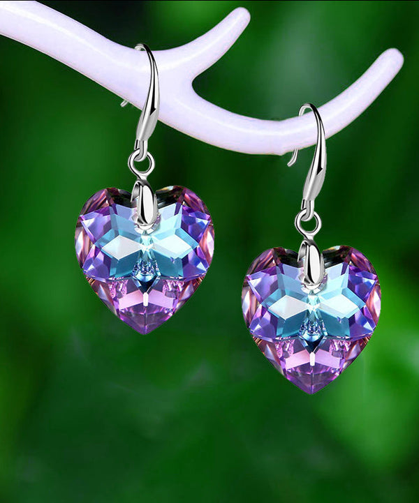 DIY Purple Love Crystal Drop Earrings KX1077 Ada Fashion