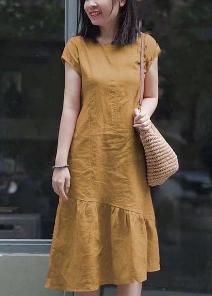 DIY Red Asymmetrical Patchwork Mid Dresses Short Sleeve VB1039 Ada Fashion