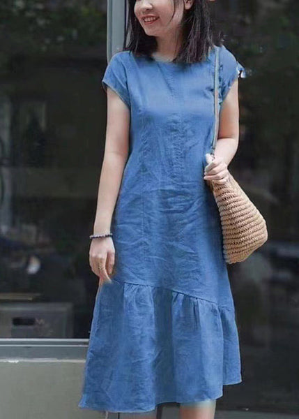 DIY Red Asymmetrical Patchwork Mid Dresses Short Sleeve VB1039 Ada Fashion