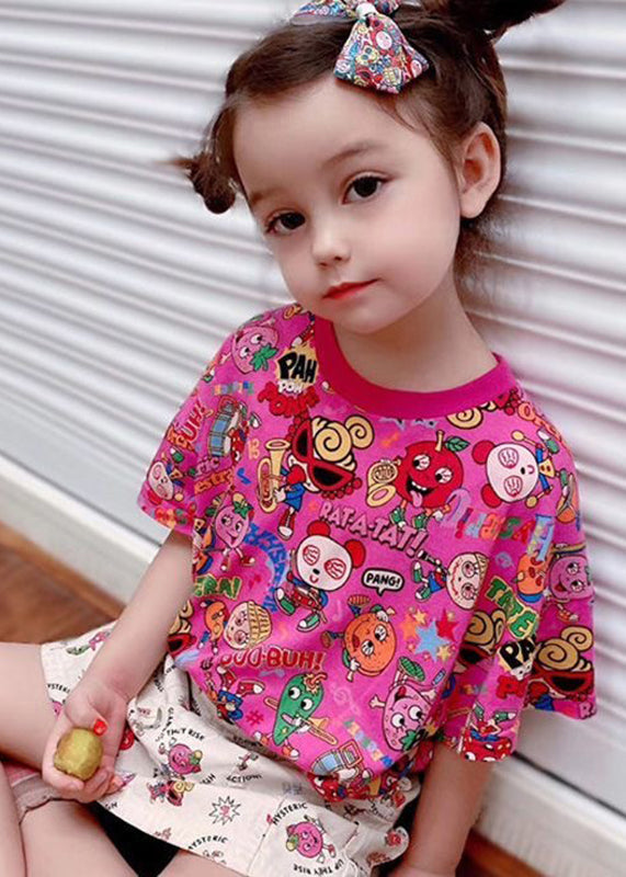 DIY Rose O-Neck Print Kids Tops Summer YU1060 WS-RCTZ-STP240529