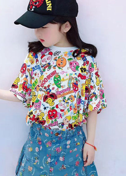 DIY Rose O-Neck Print Kids Tops Summer YU1060 WS-RCTZ-STP240529