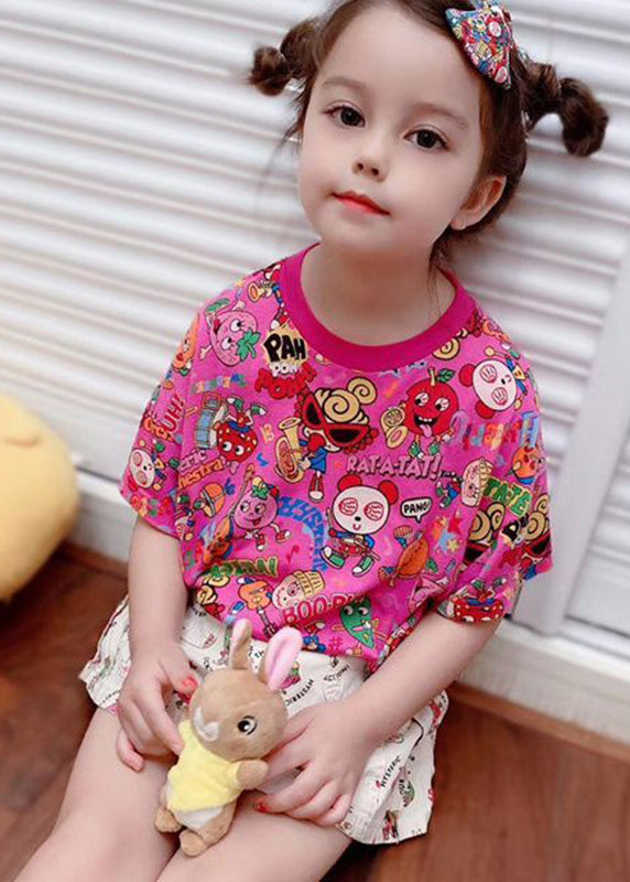 DIY Rose O-Neck Print Kids Tops Summer YU1060 WS-RCTZ-STP240529