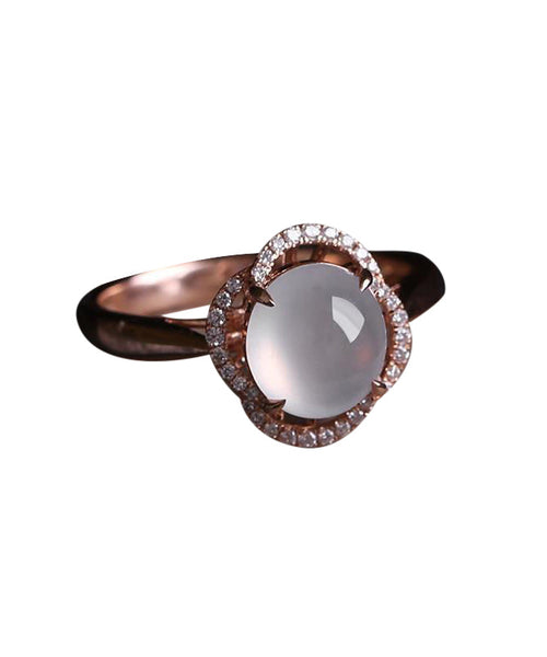 DIY Rose Sterling Silver Overgild Zircon Jade Rings AC1042 Genistyle Shop