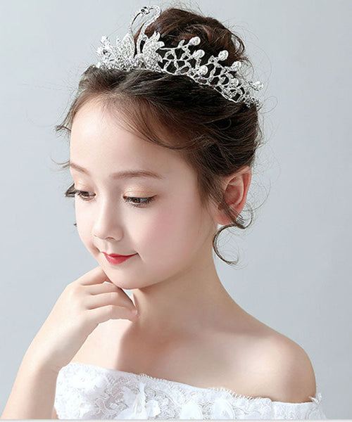DIY Silk Alloy Zircon Pearl Little Swan Kids Crown IU046 TZ-FQ-HAI240802