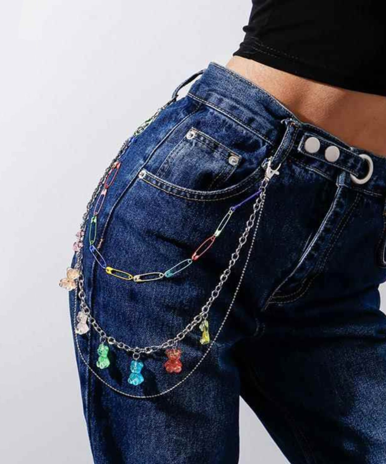 DIY Silk Metal Layered Little Bear Tassel Waist Chain PO065 JEW-BCH240729