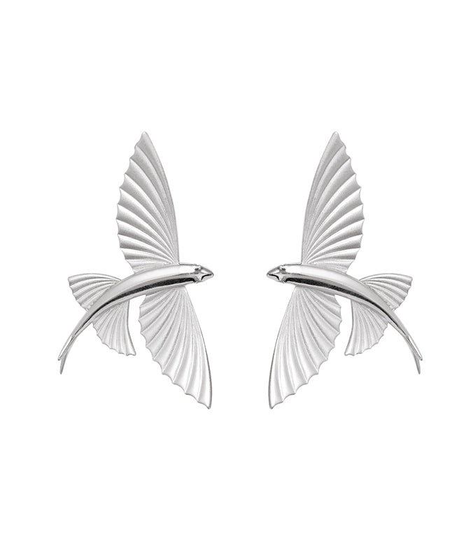 DIY Silk Sterling Silver Little Flying Fish Stud Earrings PO037 JEW-EAR240729