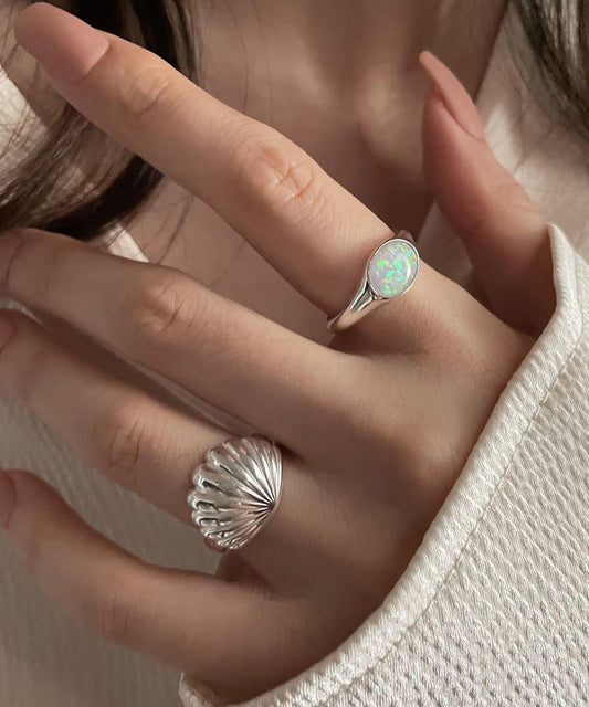 Silk Shell Two-Piece Sterling DIY Silver Rings Set FashionChic