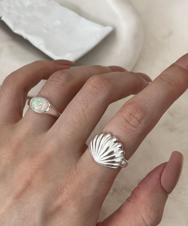 Silk Shell Two-Piece Sterling DIY Silver Rings Set FashionChic