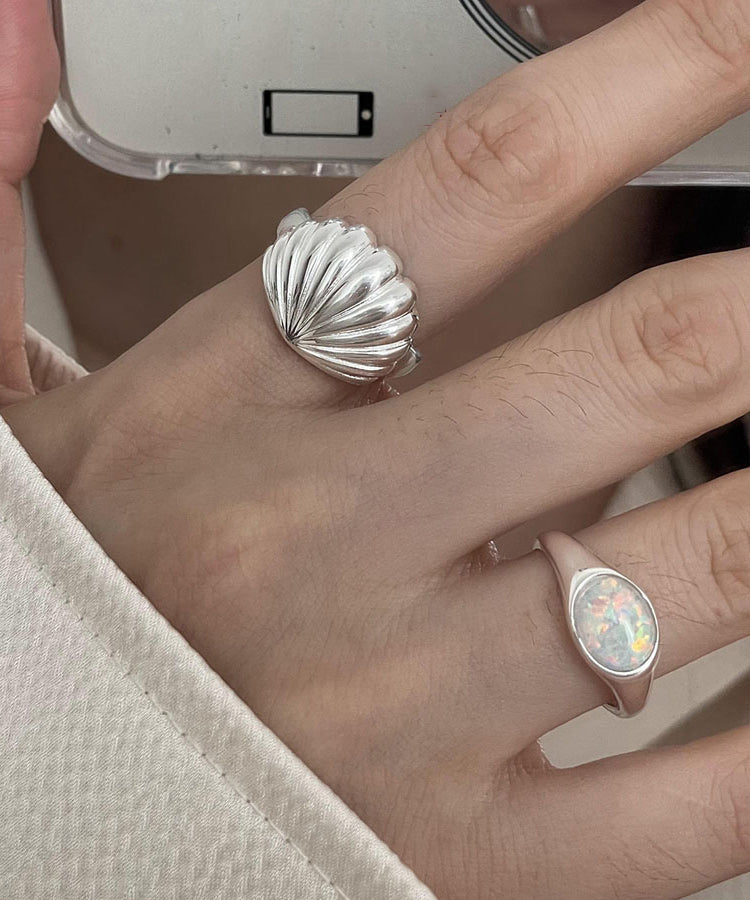 Silk Shell Two-Piece Sterling DIY Silver Rings Set FashionChic