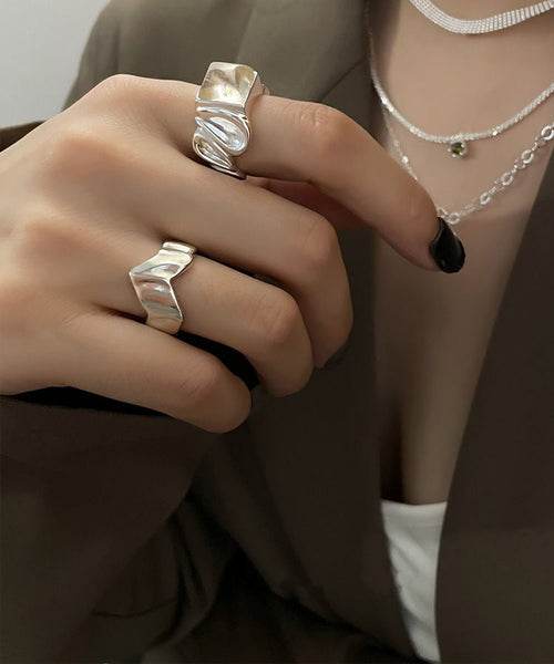 Silk Two-Piece Sugar DIY Rings Wrinkled Set Silver Sterling FashionChic