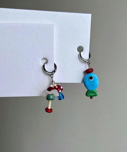 Little Drop Steel Stainless And Fish Mushroom Asymmetrical DIY FashionChic