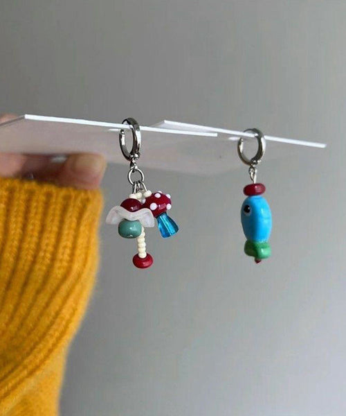 Little Drop Steel Stainless And Fish Mushroom Asymmetrical DIY FashionChic