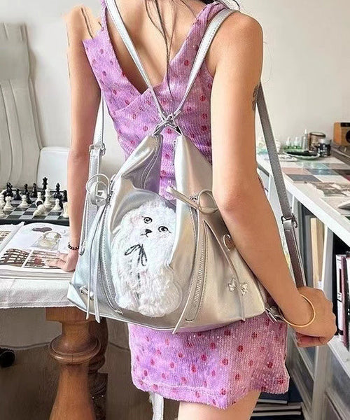 Faux White Bags Versatile Leather Cat Appliqued Shoulder DIY FashionChic