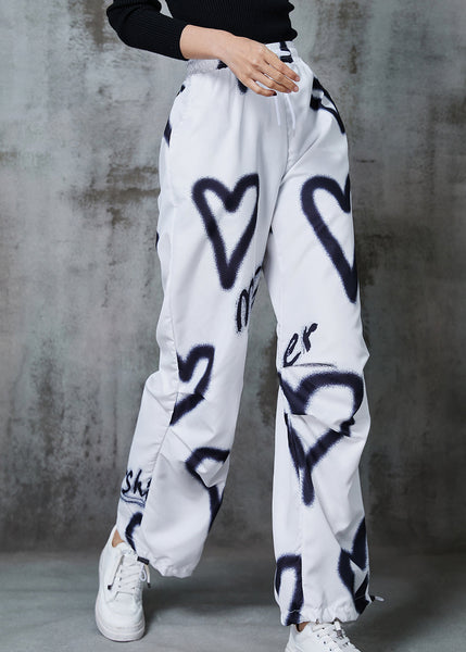 DIY White Love Painting Drawstring Cotton Pants Spring AL1015 Genistyle Shop