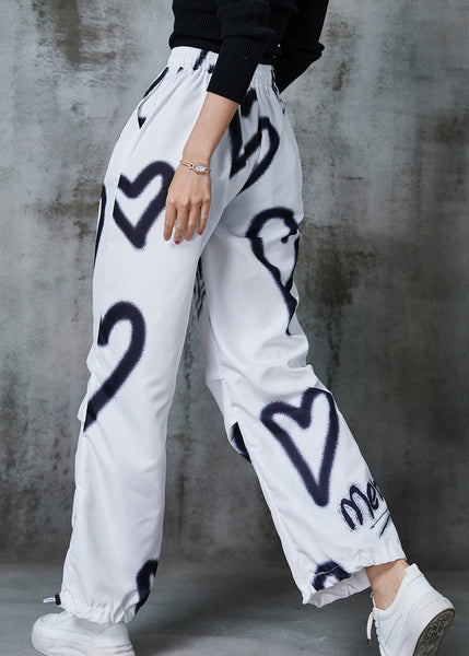 DIY White Love Painting Drawstring Cotton Pants Spring AL1015 Genistyle Shop