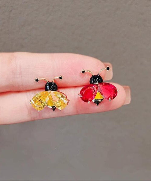 DIY Yellow Alloy Crystal Little Bee Brooches AB1067 Genistyle Shop