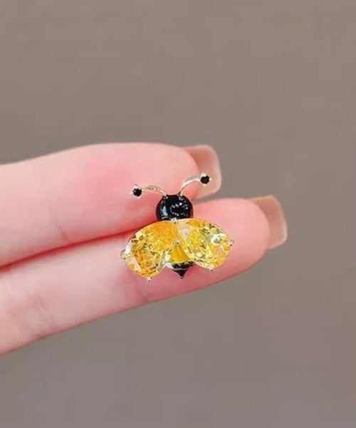 DIY Yellow Alloy Crystal Little Bee Brooches AB1067 Genistyle Shop