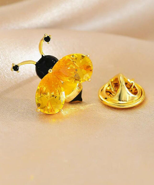 DIY Yellow Alloy Crystal Little Bee Brooches AB1067 Genistyle Shop