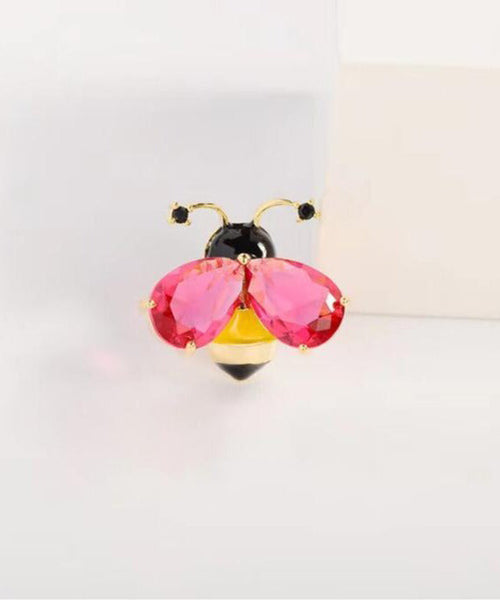 DIY Yellow Alloy Crystal Little Bee Brooches AB1067 Genistyle Shop