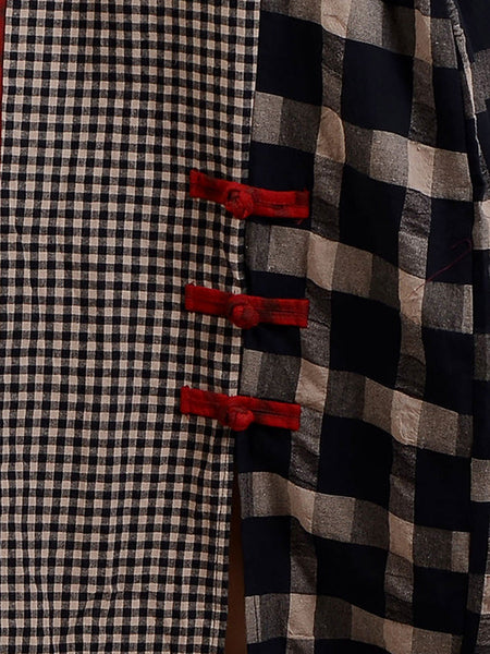 Plus Size Different Colored Plaid Retro Cotton Linen Dress AA1054 Ada Fashion