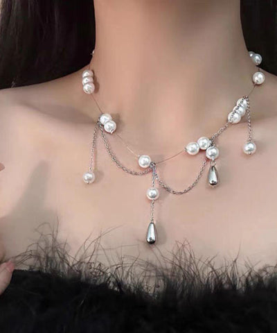 Silver Princess Pearl Water Silk Drop Sterling Tassel Dinner FashionChic