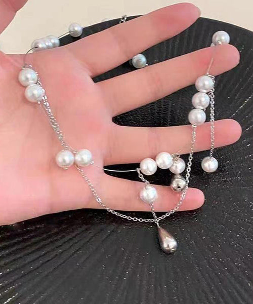 Silver Princess Pearl Water Silk Drop Sterling Tassel Dinner FashionChic