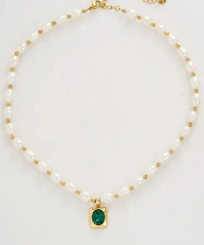 Dinner Pearl Necklace Copper White Overgild Pendant Diamond FashionChic