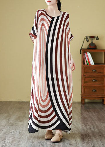 Diy Colorblock Oversized Striped Cotton Robe Dresses Summer YY024 OL-SDL2408-16