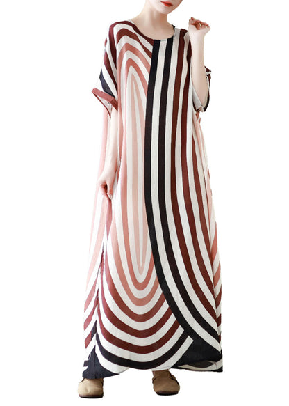 Diy Colorblock Oversized Striped Cotton Robe Dresses Summer YY024 OL-SDL2408-16