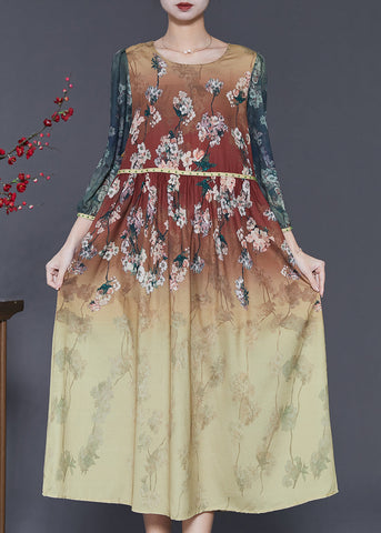 Diy Gradient Color Oversized Print Silk Dress Bracelet Sleeve SD1072 Ada Fashion