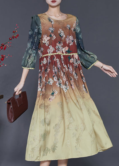 Diy Gradient Color Oversized Print Silk Dress Bracelet Sleeve SD1072 Ada Fashion
