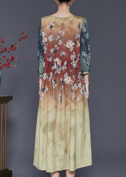 Diy Gradient Color Oversized Print Silk Dress Bracelet Sleeve SD1072 Ada Fashion