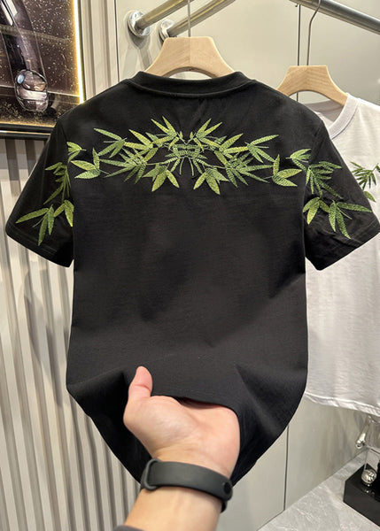 Clothing Men T Embroideried Shirt Diy White Summer Bamboo Casual FashionChic