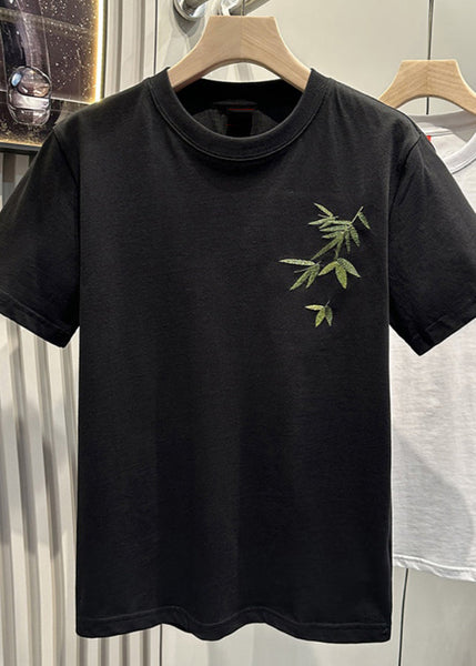 Clothing Men T Embroideried Shirt Diy White Summer Bamboo Casual FashionChic