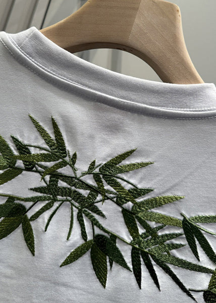 Clothing Men T Embroideried Shirt Diy White Summer Bamboo Casual FashionChic