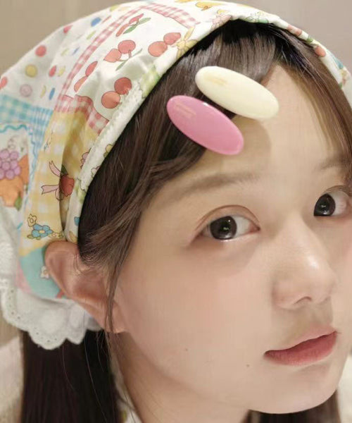 Dopamine Cute Print Lace Patchwork Headband Scarf YU1005 Hat-HAT240528