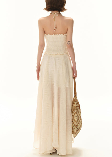 Tops Lace Apricot And Set Skirts Patchwork Elegant Pieces Two FashionChic