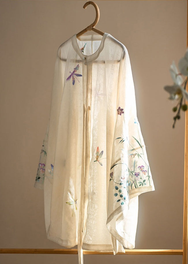 Elegant Apricot O-Neck Embroidered Floral Button Shirt Fall QB016 HS-LTP241025