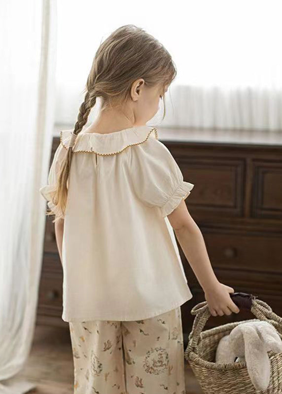 Elegant Apricot Print Kids Girls Shirt Puff Sleeve SS1028 MM-RCTZ-STP240601