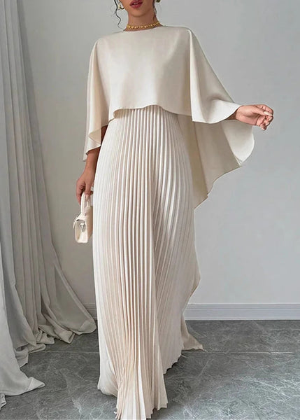 Batwing Dress Patchwork Elegant Beige Sleeve Long Asymmetrical FashionChic