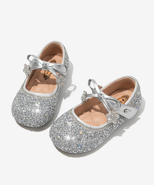 Strap Bow Beige Buckle Flats Crystal Girls Elegant FashionChic