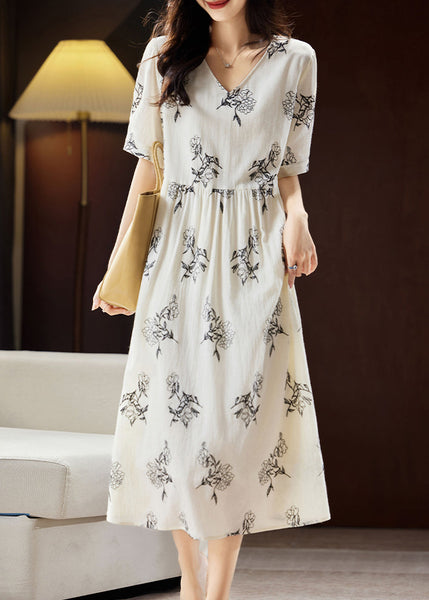 Elegant Beige Embroidered Floral Patchwork Maxi Dress Short Sleeve WW032 OL-SDL240812
