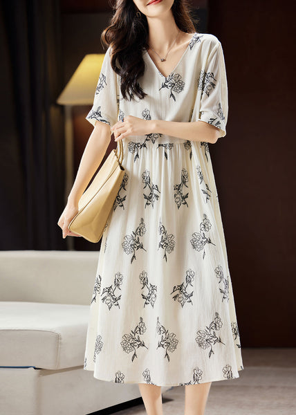 Elegant Beige Embroidered Floral Patchwork Maxi Dress Short Sleeve WW032 OL-SDL240812