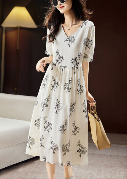 Elegant Beige Embroidered Floral Patchwork Maxi Dress Short Sleeve WW032 OL-SDL240812