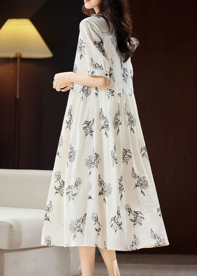 Elegant Beige Embroidered Floral Patchwork Maxi Dress Short Sleeve WW032 OL-SDL240812