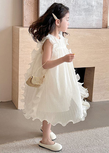 Elegant Beige Ruffled Solid Spandex Girls Dresses Sleeveless TT003 WS-RCTZSDGL240815