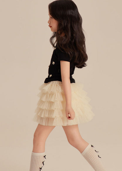 Elegant Black Bow Girls Top And Beach Skirts Two Pieces Set Summer SS1001 MM-RCTZ-TPGIEC240601