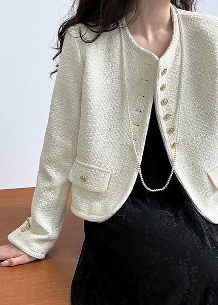 Elegant Black O-Neck Button Woolen Coat Long Sleeve QE061 HS-CTS240925